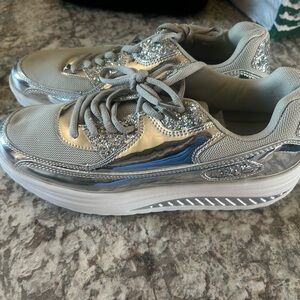 Silver and Gold Glitter Sneakers
